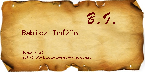 Babicz Irén névjegykártya